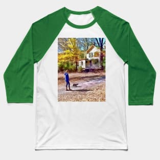 Autumn - Walking the Dog Baseball T-Shirt